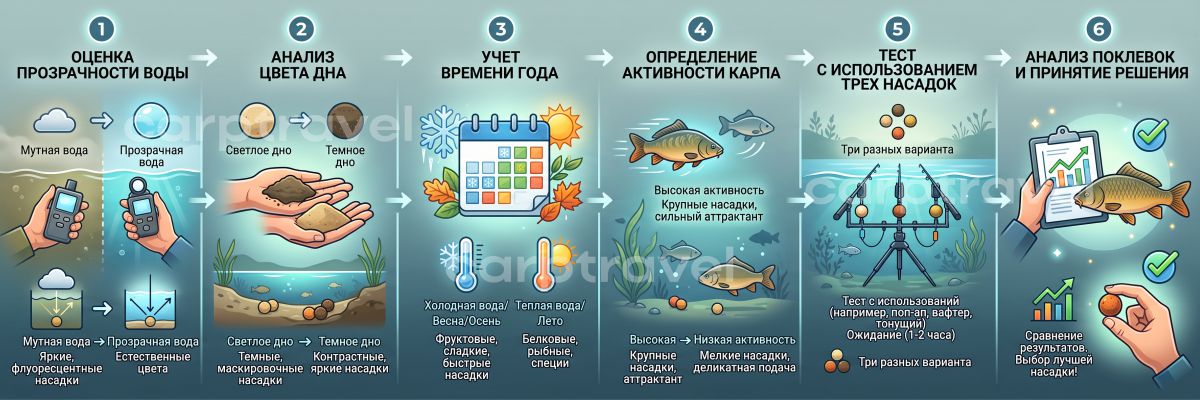 Практический алгоритм подбора цвета насадки на новом водоёме