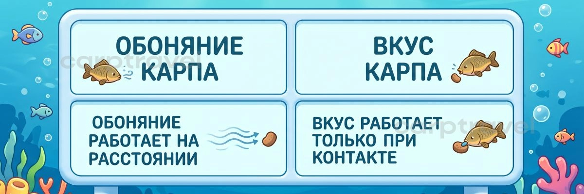 Карп улавливает запах за десятки метров от точки заброса Карп улавливает запах за десятки метров от точки заброса