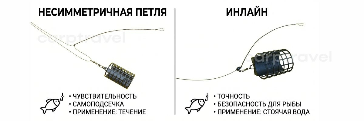 Две рабочие фидерные оснастки на карася в июне