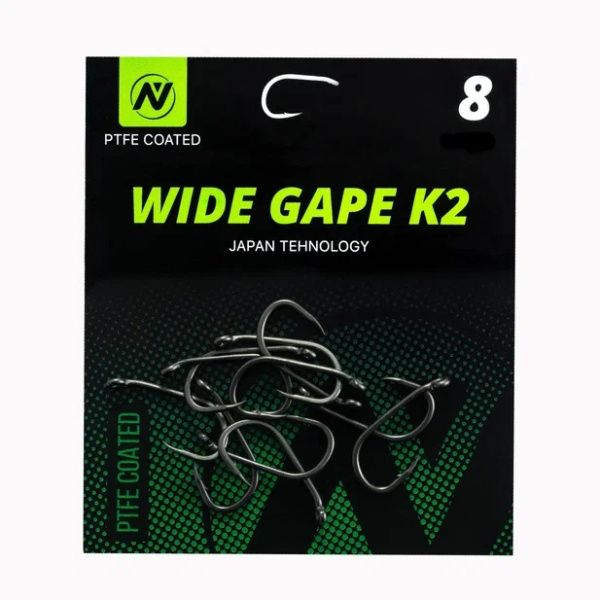 Крючки карповые VN Tackle Wide Gape K2 Size 8 Тефлон