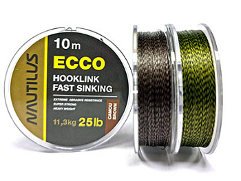 Повод. мат. без оболочки Nautilus Hooklink Ecco 10м 15lb/ (Camou Green) 