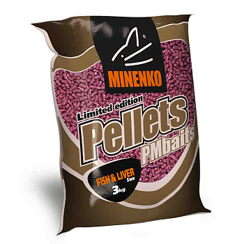 Пеллетс Minenko PMbaits Fish&liver 5мм 3 кг (Рыба и печень)   Темный