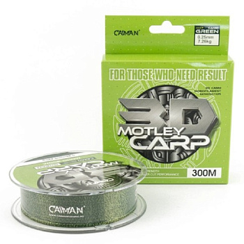 Леска Caiman Motley Carp 3D  300м 10,02кг/0,30мм (Camo green) 